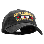 Afghanistan Veteran Ribbon Embroidered Washed Cotton Brass Buckle Cap