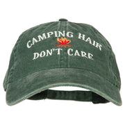 Camping Hair Don't Care Embroidered Washed Cotton Twill Cap