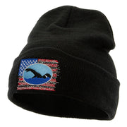 American Swimming Embroidered 12 Inch Long Knitted Beanie