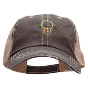 Mayan Dream Catcher Embroidered Low Profile Special Cotton Mesh Cap - Brown-Khaki OSFM