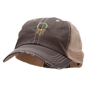 Mayan Dream Catcher Embroidered Low Profile Special Cotton Mesh Cap - Brown-Khaki OSFM