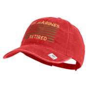 US Marines Retired Flag Design Embroidered Washed Solid Pigment Dyed Cotton Twill Brass Buckle Cap - Red OSFM