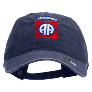 Licensed 82nd Airborne Military Embroidered Washed Solid Pigment Dyed Cotton Twill Brass Buckle Cap - Navy OSFM
