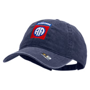 Licensed 82nd Airborne Military Embroidered Washed Solid Pigment Dyed Cotton Twill Brass Buckle Cap - Navy OSFM