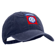 Licensed 82nd Airborne Military Embroidered Washed Solid Pigment Dyed Cotton Twill Brass Buckle Cap - Navy OSFM