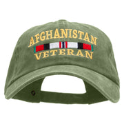 Afghanistan Veteran Ribbon Embroidered Washed Cotton Brass Buckle Cap