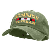 Afghanistan Veteran Ribbon Embroidered Washed Cotton Brass Buckle Cap