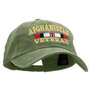 Afghanistan Veteran Ribbon Embroidered Washed Cotton Brass Buckle Cap