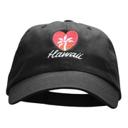 Hawaii Heart Embroidered Low Profile Dyed Cotton Twill Cap