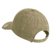 US Marines Retired Flag Design Embroidered Washed Solid Pigment Dyed Cotton Twill Brass Buckle Cap - Khaki OSFM