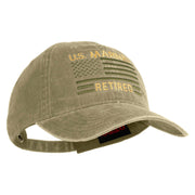 US Marines Retired Flag Design Embroidered Washed Solid Pigment Dyed Cotton Twill Brass Buckle Cap - Khaki OSFM