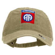 Licensed 82nd Airborne Military Embroidered Washed Solid Pigment Dyed Cotton Twill Brass Buckle Cap - Khaki OSFM