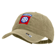 Licensed 82nd Airborne Military Embroidered Washed Solid Pigment Dyed Cotton Twill Brass Buckle Cap - Khaki OSFM