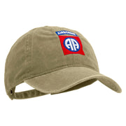 Licensed 82nd Airborne Military Embroidered Washed Solid Pigment Dyed Cotton Twill Brass Buckle Cap - Khaki OSFM