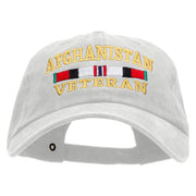 Afghanistan Veteran Ribbon Embroidered Washed Cotton Brass Buckle Cap