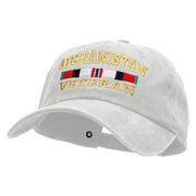 Afghanistan Veteran Ribbon Embroidered Washed Cotton Brass Buckle Cap