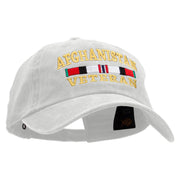 Afghanistan Veteran Ribbon Embroidered Washed Cotton Brass Buckle Cap