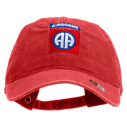Licensed 82nd Airborne Military Embroidered Washed Solid Pigment Dyed Cotton Twill Brass Buckle Cap - Red OSFM