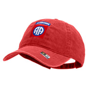 Licensed 82nd Airborne Military Embroidered Washed Solid Pigment Dyed Cotton Twill Brass Buckle Cap - Red OSFM