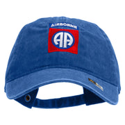 Licensed 82nd Airborne Military Embroidered Washed Solid Pigment Dyed Cotton Twill Brass Buckle Cap - Royal OSFM