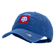 Licensed 82nd Airborne Military Embroidered Washed Solid Pigment Dyed Cotton Twill Brass Buckle Cap - Royal OSFM