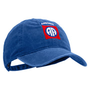 Licensed 82nd Airborne Military Embroidered Washed Solid Pigment Dyed Cotton Twill Brass Buckle Cap - Royal OSFM