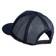 Aces Faux Leather Patched Flat Bill Trucker Snapback Cap - Navy OSFM