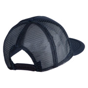 Aces Faux Leather Patched Flat Bill Trucker Snapback Cap - Navy OSFM
