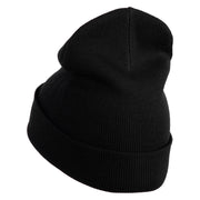 Orange Fall Leaves Iron on Embroidered Patched 12 Inch Long Knitted Beanie - Black OSFM