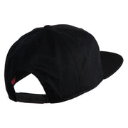 Old English K Faux Leather Patched Cotton Flat Bill Pro Cap - Black OSFM
