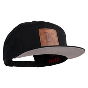 Old English K Faux Leather Patched Cotton Flat Bill Pro Cap - Black OSFM
