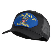 U.S. Navy Retired Blue Patched Solid Cotton Twill Mesh Prostyle Cap - Black OSFM