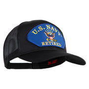 U.S. Navy Retired Blue Patched Solid Cotton Twill Mesh Prostyle Cap - Black OSFM