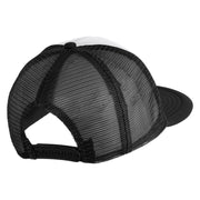 Aces Faux Leather Patched Flat Bill Trucker Snapback Cap - White Black OSFM