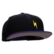 Yellow Lighting Bolt Patched Wool Blend Pro Style 2 Tone Snapback - Purple-Black OSFM