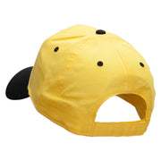 Twin Panda Bear Patched Two Tone Cotton Twill Low Profile Strap Cap - Black-Yellow OSFM