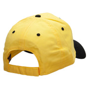 Twin Panda Bear Patched Two Tone Cotton Twill Low Profile Strap Cap - Black-Yellow OSFM