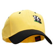 Twin Panda Bear Patched Two Tone Cotton Twill Low Profile Strap Cap - Black-Yellow OSFM