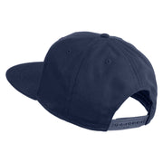 Old English K Faux Leather Patched Cotton Flat Bill Pro Cap - Navy OSFM