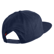 Old English K Faux Leather Patched Cotton Flat Bill Pro Cap - Navy OSFM