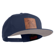Old English K Faux Leather Patched Cotton Flat Bill Pro Cap - Navy OSFM