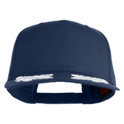 Scrambled Eggs White Patched Solid Cotton Twill 5 Panel Prostyle Snap Cap - Navy OSFM