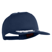 Scrambled Eggs White Patched Solid Cotton Twill 5 Panel Prostyle Snap Cap - Navy OSFM