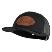 Aces Faux Leather Patched Flat Bill Trucker Snapback Cap - Black OSFM