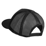 Aces Faux Leather Patched Flat Bill Trucker Snapback Cap - Black OSFM