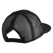 Aces Faux Leather Patched Flat Bill Trucker Snapback Cap - Black OSFM