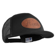 Aces Faux Leather Patched Flat Bill Trucker Snapback Cap - Black OSFM
