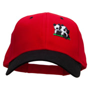 Twin Panda Bear Patched Two Tone Cotton Twill Low Profile Strap Cap - Black-Red OSFM