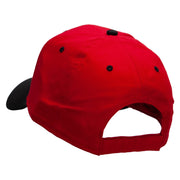 Twin Panda Bear Patched Two Tone Cotton Twill Low Profile Strap Cap - Black-Red OSFM