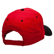 Twin Panda Bear Patched Two Tone Cotton Twill Low Profile Strap Cap - Black-Red OSFM